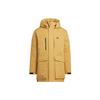 Solid Color Logo Print Hooded Down Jacket with Concealed Zipper Men Outerwear Yellow HN2097
