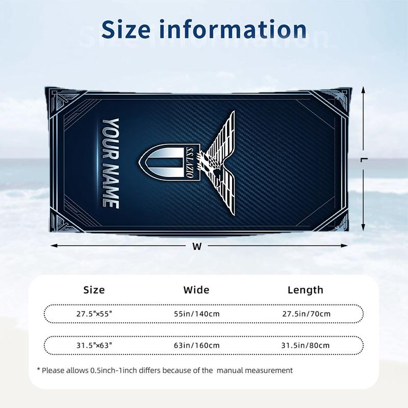 Beach Towel Lazio FC Print Custom Name Text Soft Towel for Swimming Pool