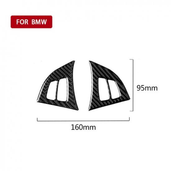 Car Carbon Fiber Steering Wheel Button Interior Cover For BMW X5 E70 2008-13