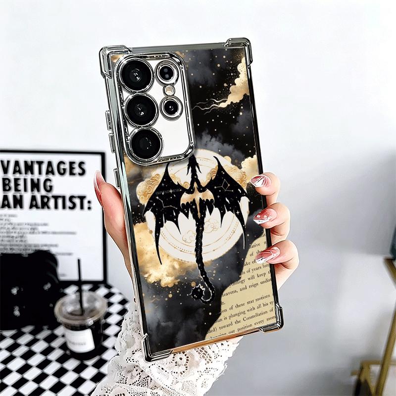 F-Fourth W-Wing Dragon Plating Phone Case For Samsung Galaxy S24 S25 FE S26 Edge S23 Ultra S22 S21 Plus S20 Anti-Fall Airabag Co