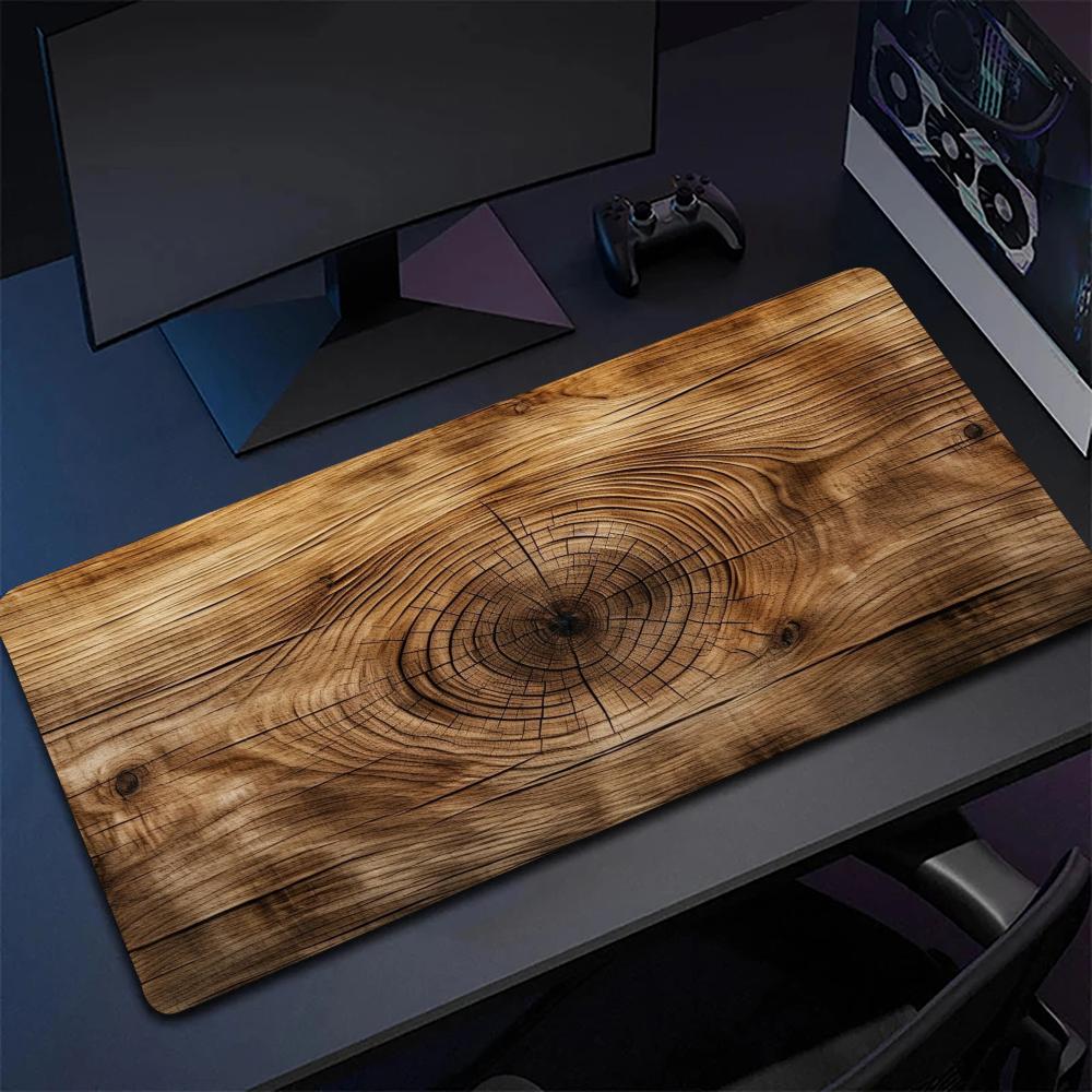 Wood Pattern Mouse Pad Large Mousemat Computer Gamer Office Stitched Edge Keyboard Desk Mat Washable Nonslip Long Desk Pads
