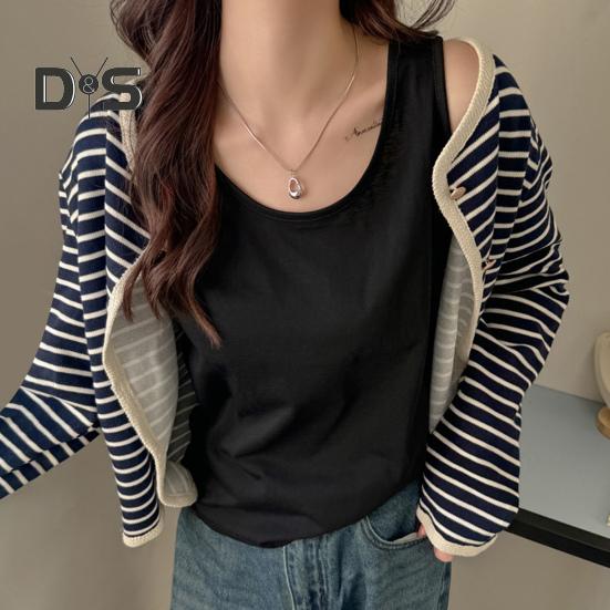 Женский жилет с круглым вырезом без рукавов свободного кроя майки однотонные повседневные майки летние универсальные повседневные топы