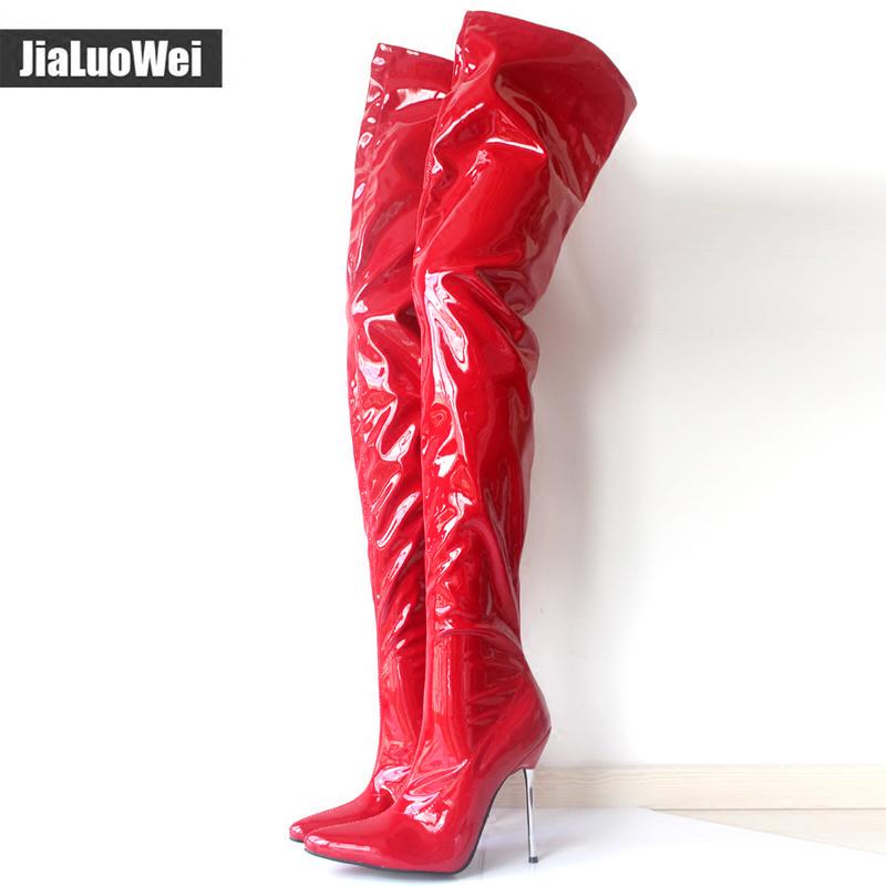 Женские сексуальные сапоги из искусственной кожи, на высоком каблуке