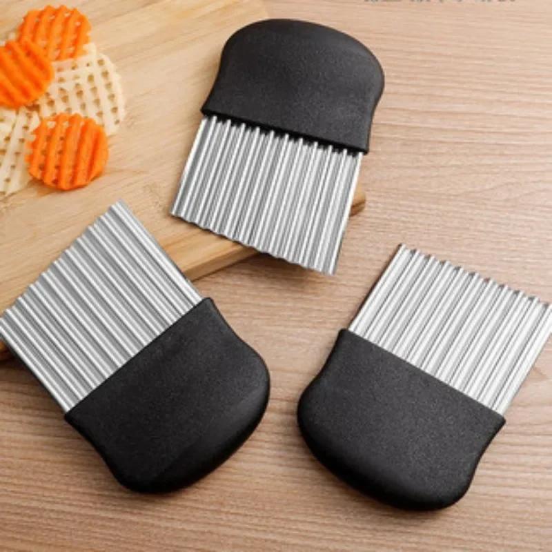 Нержавеющая сталь нарезка для картофельных чипсов, тесто, овощи, фрукты, волнистый кухонный нож, измельчитель, прибор для приготовления картофеля фри, инструменты, гаджет