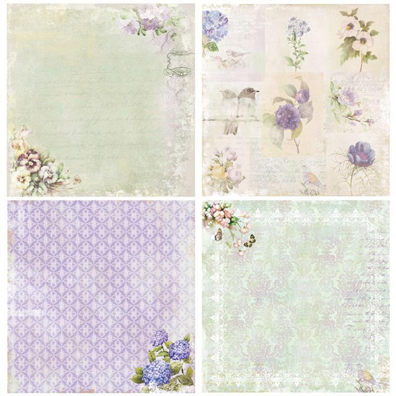 24 листа светло-фиолетового цветка, крафт-бумага, подушечки для резки, художественный фон, оригами, скрапбукинг, изготовление карт