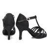 Women Latin Dance Shoe Satin Sandal Ladies Latin Dancing Shoes 8.5cm Heel High Heel Soft Sole T Bar Indoor
