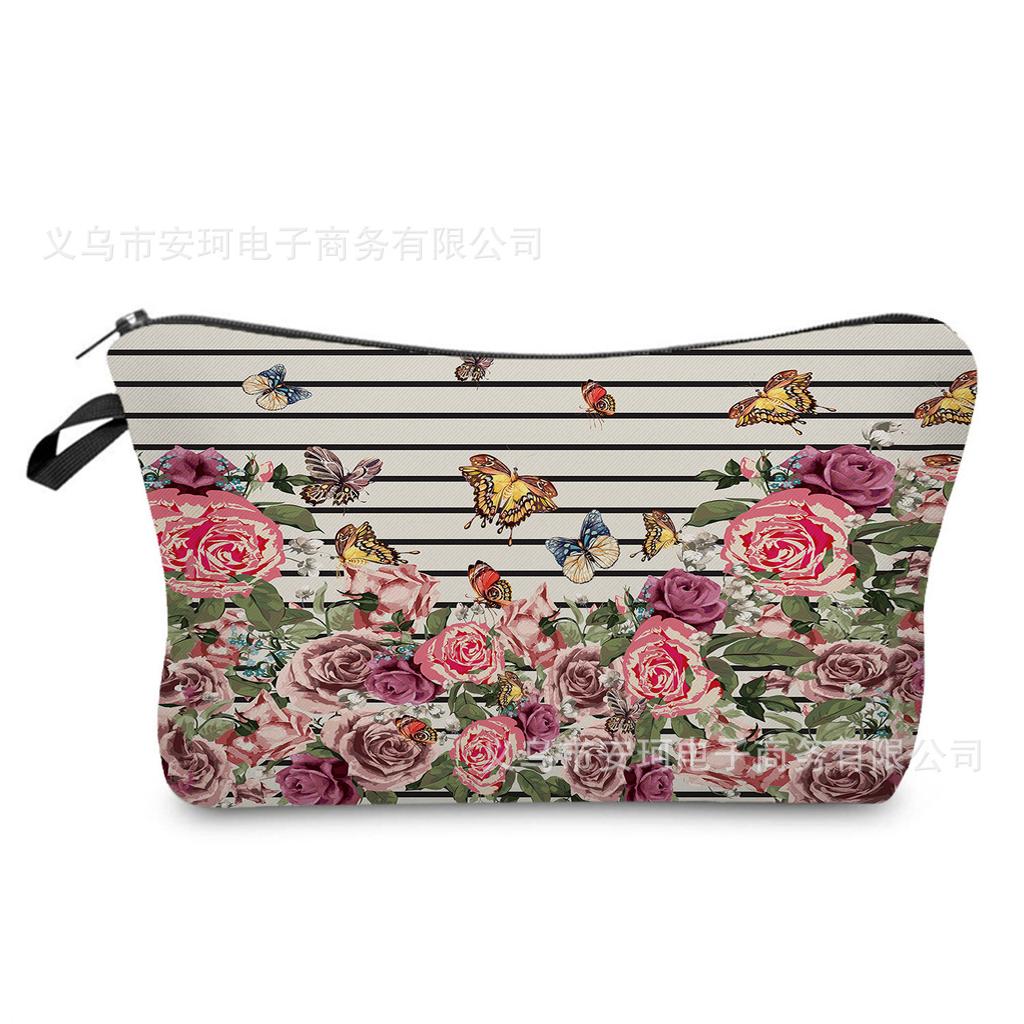 Женская косметичка с цветочным принтом Органайзер для туалетных принадлежностей Дорожный чехол для хранения 6662