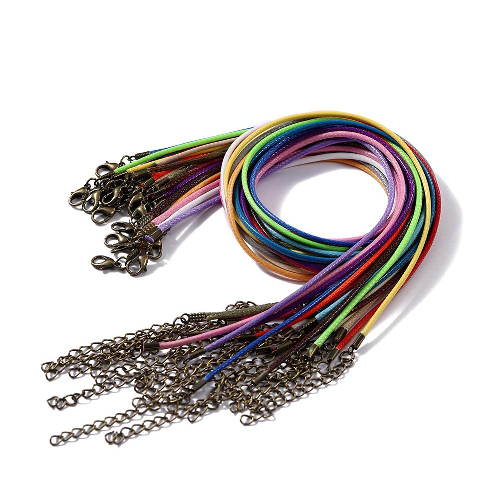 10Pcs 1.5/2mm Leather Adjustable Braided Rope Bronze Lobster Clasp Tail Chain Connector for DIY Necklace Pendant Jewelry Making