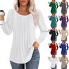 Long Sleeve Shirts For Women Tops Dressy Casual Blouses Pleated Scooped Neck Tunic Tops