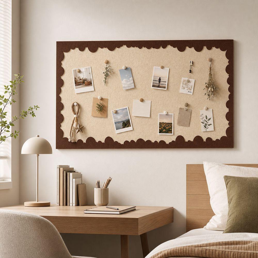 Self Adhesive Felt Wall Board Scalloped Border Wall Memo Board Gifts Photo Wall Panel Home Decor