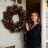 Light Up Christmas Wreath Faux Illuminated Holiday Decoration With Pine Cones And Berry Fireplace Artificial Pine Wreath For
