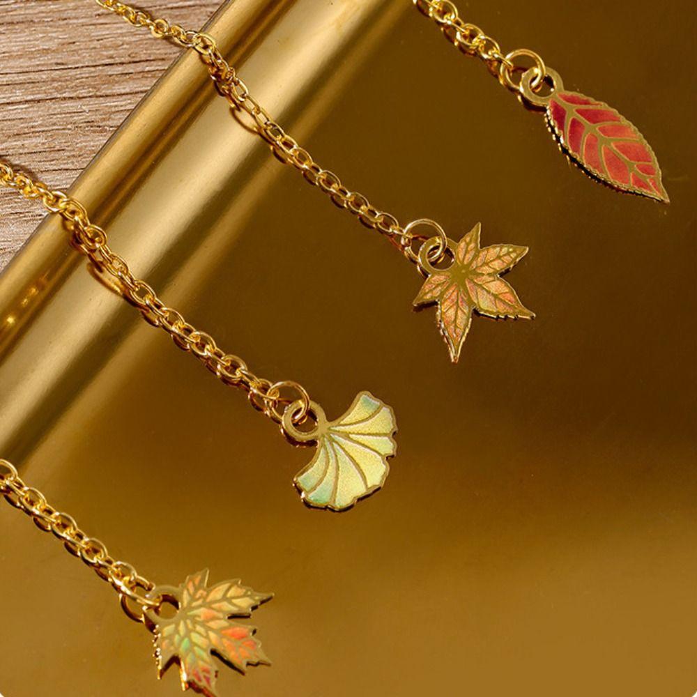Цепочка-подвеска Листья Бронзирование Закладка Разноцветная Разделитель страниц Подарок студенту