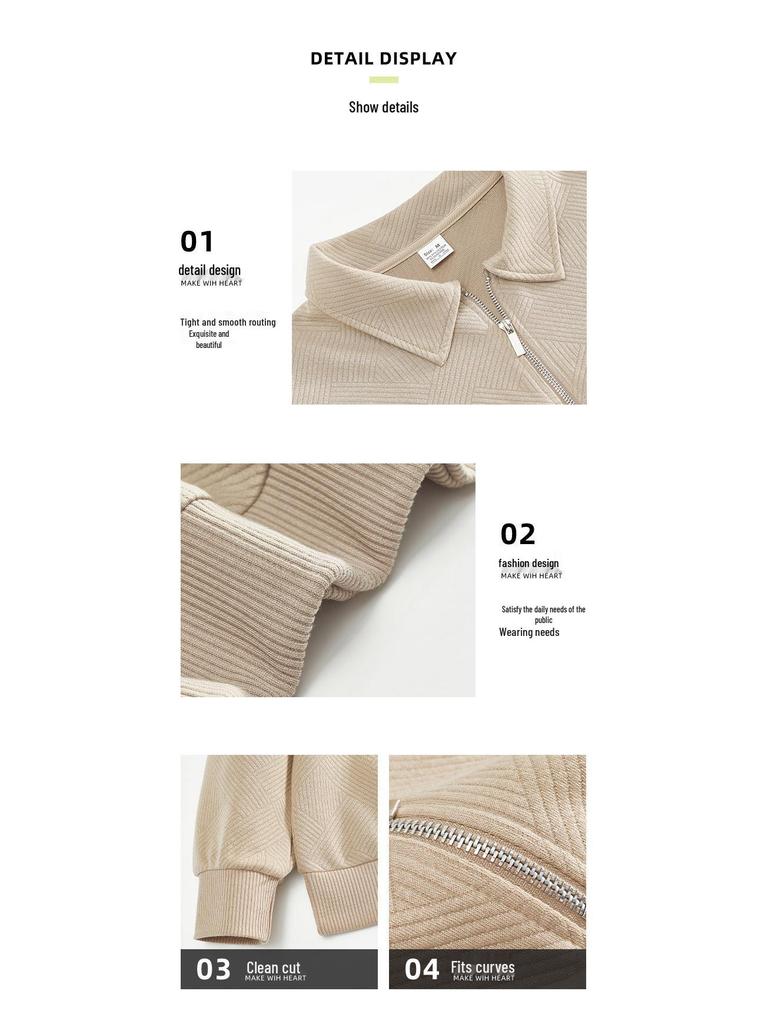 Европейско-американский мужской жаккардовый свитшот на молнии до половины - Коллекция Весна/Осень 2025