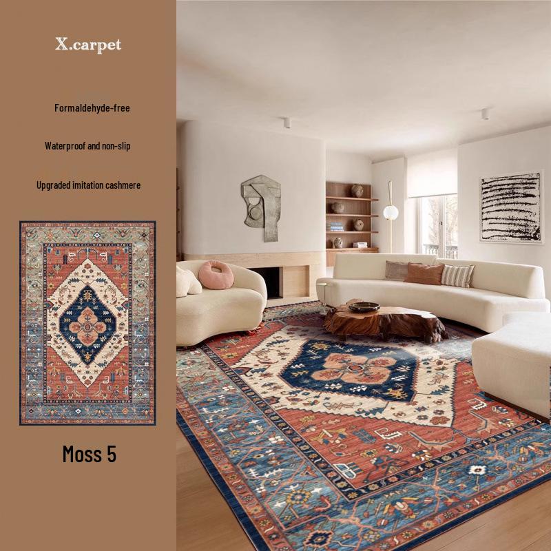 Коврик в персидском стиле из имитации кашемира с нескользящей основой - Машинная стирка, для гостиной, спальни или под журнальный столик