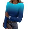 Women's  And Winter Slim Bottom T-shirt Fashion Casual Gradient Printing Round Neck Pullover Long Sleeve Top