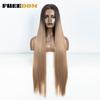 FREEDOM Synthetic Lace Front Wigs For Women Straight Hair Synthetic Lace Wigs 38 Inch Ombre Long Cosplay Wigs Blonde Pink Wig