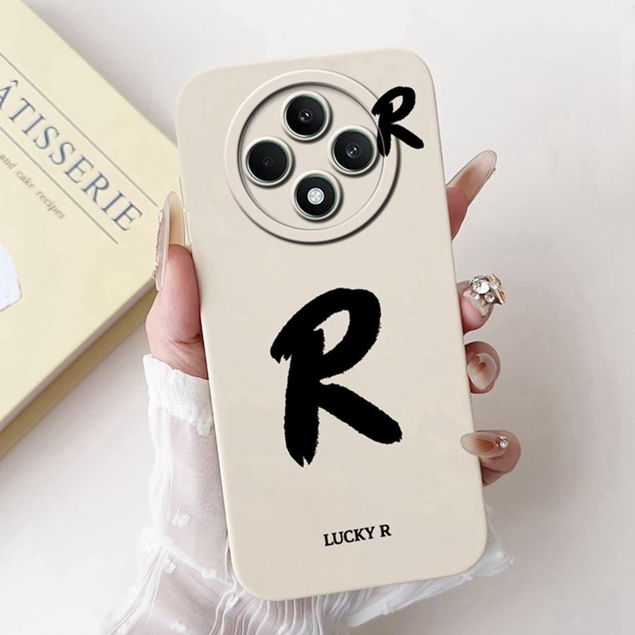 Чехол для телефона OPPO Reno12 F 4G 5G Роскошный с нанесенным lucky letter (счастливым письмом) Задняя крышка Матовый Fundas Для OPPO Reno 12 FS Reno 12F Capa