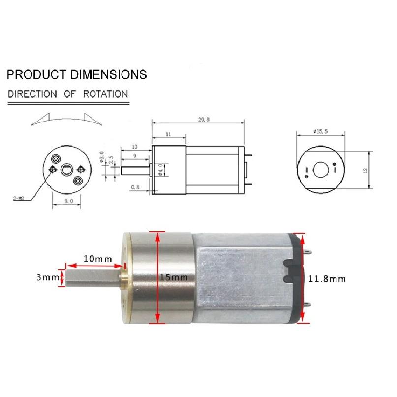 Bringsmart GA16-030 DC Gear Motor 3V 6V Mini Electric Motor Reducer 6-480rpm Small Reduction Gears Customizable Electronic Lock