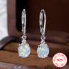White Fire Opal Dangle Earrings for Women Real 925 Sterling Silver Wedding Jewelry Engagement Accessory