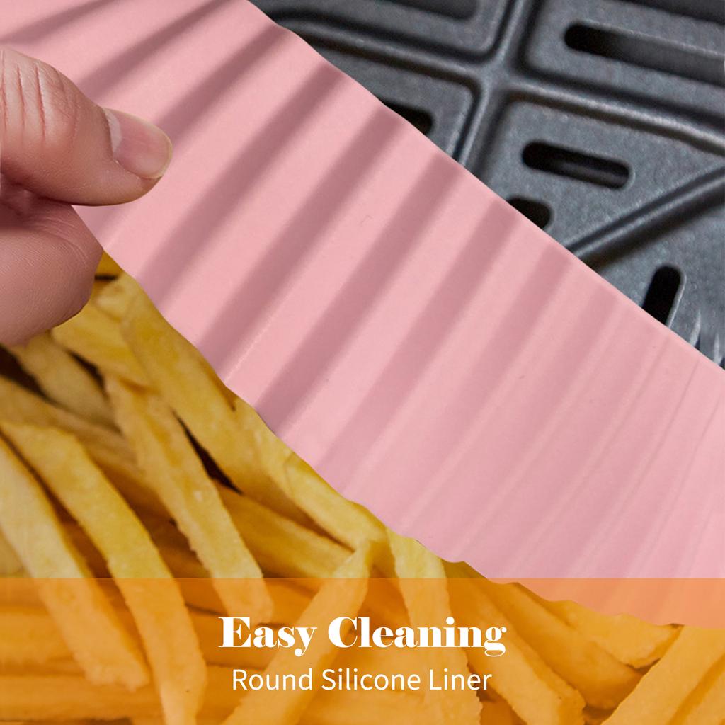 Reusable Air Fryer Liner Silicone Air Fryer Pot Easy Cleaning Round Silicone Liner Replacement for 3L to 5L Air Fryer
