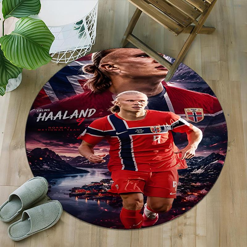 1pc Haaland1 Carpet, Round Rug, Comfortable, Suitable for Entryways, Living Rooms, Office, And Bedrooms, Christmas Decoration
