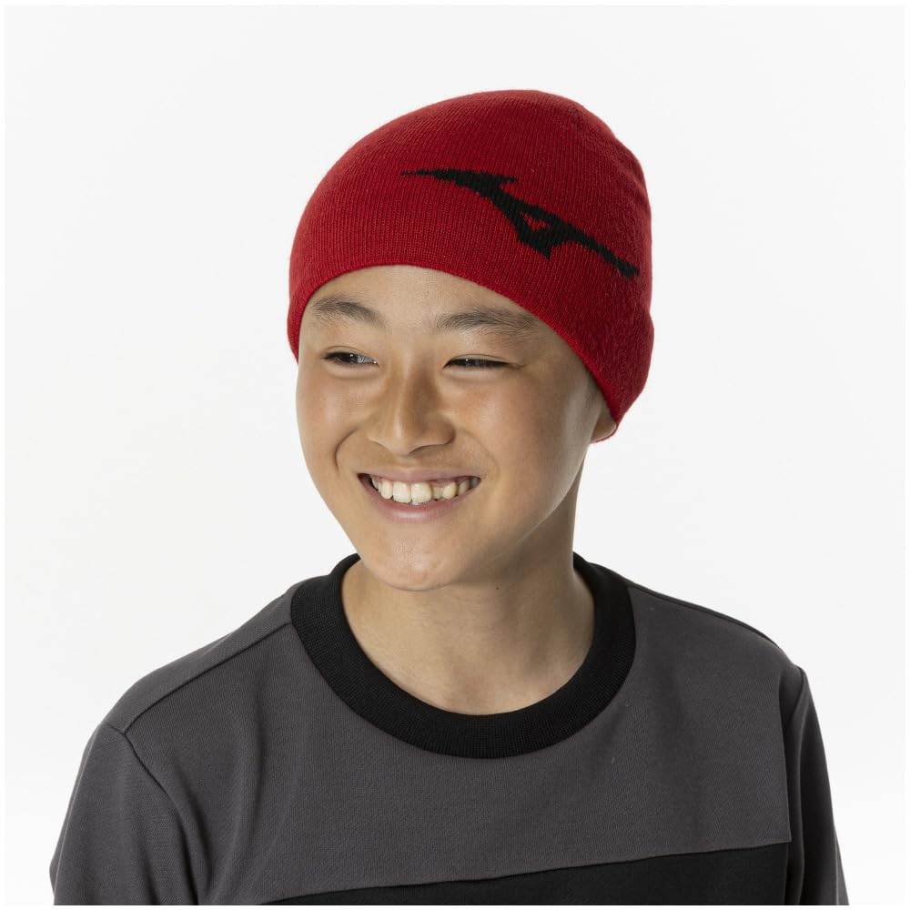 Mizuno Breath Thermo Training Wear Knit Cold for Adults Chinese Red Cap, Protection, Moisture-Wicking, Heat-Retaining, (Head Circumference 55-60cm),