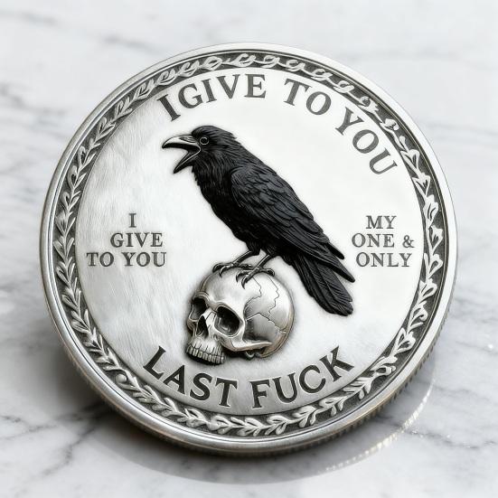 1/2/3/5Pcs Raven Skull Souvenir Coin Heavy Duty Attitude Crow Challenge Coin Token of Freedom and Humor Metal Badge Home Decoration