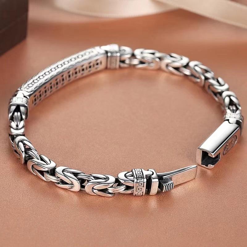 Bracelet Men's Trend Retro Safe Pattern Woven Chain Domineering Fashion Personality Single Bracelet