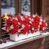 Lifelike Fake Flowers for Festival Decor 23Pcs Artificial Poinsettia Flowers, Flower Arrangement Home Office Wedding Decorative Faux Plants