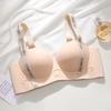 Traceless half cup underwear women's soft support three-dimensional gathering and upper support adjustment type large steel ring bra