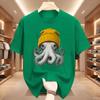 Cute Octopus Beanie T Shirt Ocean Animal Tshirt Vintage Octopus Tees Casual Round Neck Printed Cotton Short Sleeve Tshirts Tops