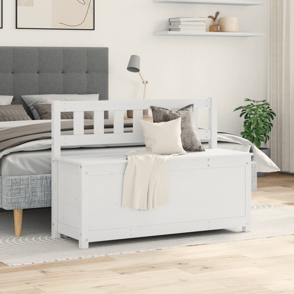 White Bench 110 x 41 x 76.5 cm Solid Pine Wood