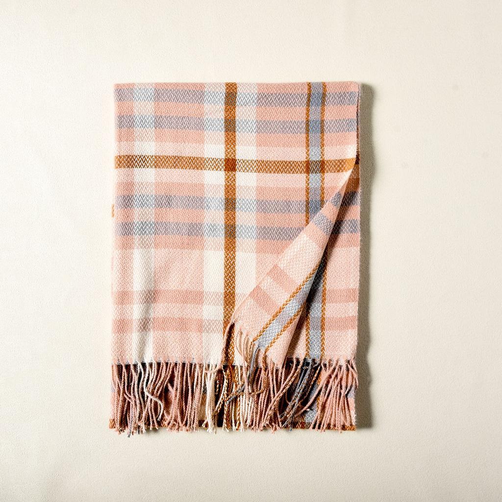 2024 Осень/Зима Новый Шарф с Кисточками Женский Универсальный Клетчатый Утолщенный Студенческий Парный Шарф Имитация Кашемира Теплая Шаль