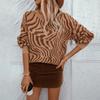 Autumn Winter Vintage Loose Long Sleeve Top Leopard Print Pullover Knitwear O-Neck Sweater