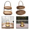 Fruit Basket Tray 2 Tier Weaving Basket Rack for Birthday Holiday Party