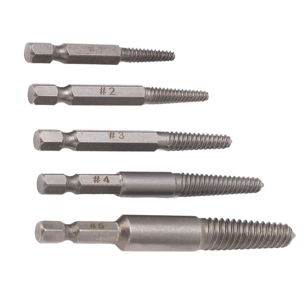 5PCS Chrome-Moly Alloy Steel Screw Remover Set Bolt Extractor Tool For Damaged Bolts