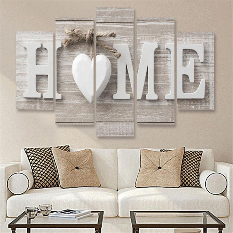 Настенные картины на холсте на стене, 5 штук, шрифт Letter Home Print Pictures Современный декор Гостиная Спальня Украшения