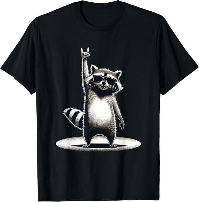 Retro Raccoon Rock Music Gift Funny Raccoon T-Shirt