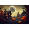 1pc Dark Halloween Party Backdrop Moon Gothic Castle Pumpkin Ghost Durable Dustproof Banner for Halloween Theme Party Decoration