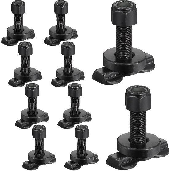 Therwen 10 Pcs L Track Double Lug Threaded Stud Nut Fitting Tie Down Bearing 5500 LBS Using With L Track Rail To Create Heavy Duty Bolt Down Anchor