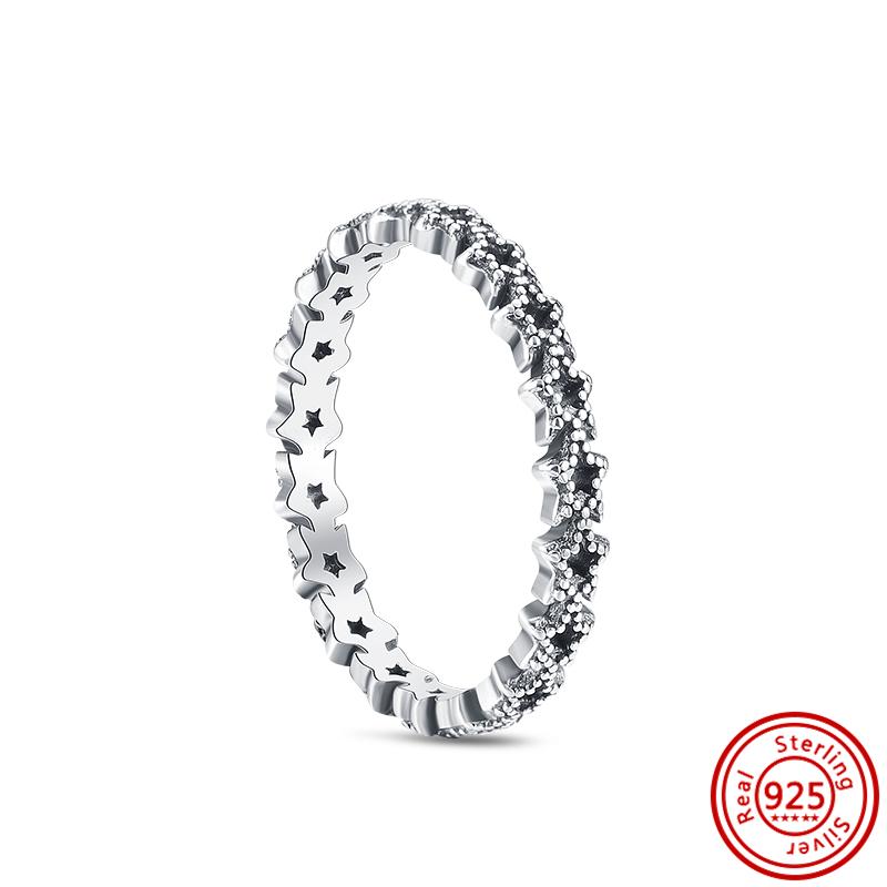 Original 925 Sterling Silver Ring Love Heart Pave CZ Crystal Stackable Rings for Women Wedding Engagement Birthday Gift Jewelry