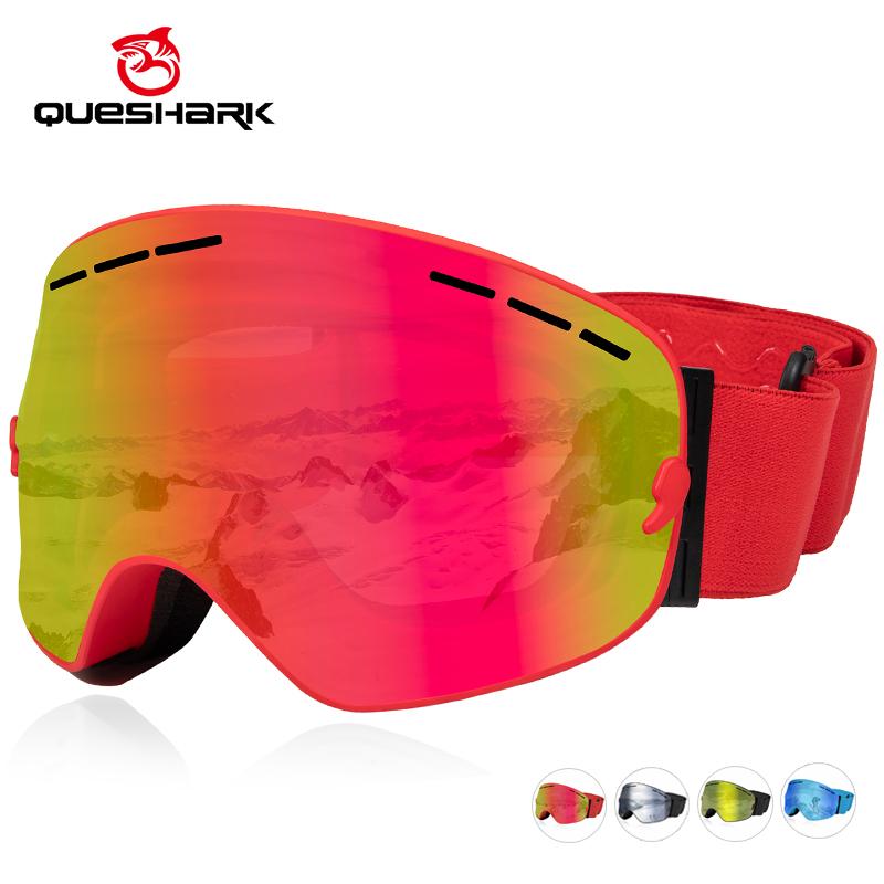 Queshark Взрослые двухслойные противотуманные очки UV400, горнолыжные очки, маска, зеркало, горнолыжные очки, зимние очки для сноуборда
