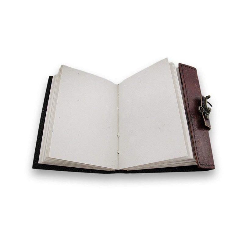 Натуральная коричневая кожа Синий камень Тисненая кожа Сменный блок для журнала Бумага белые страницы Блокнот для письма