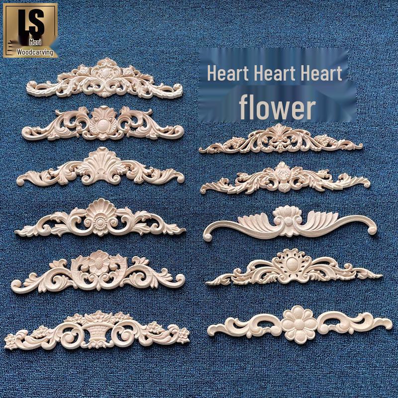European Solid Wood Carved Floral Applique for Furniture and Doors