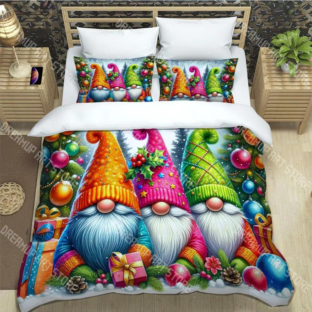 C-Christmas Dwarf Fashion Print Three-piece Set For Children Or Adults Quilt Cover Pillowcase Bedding Set Birthday Gift