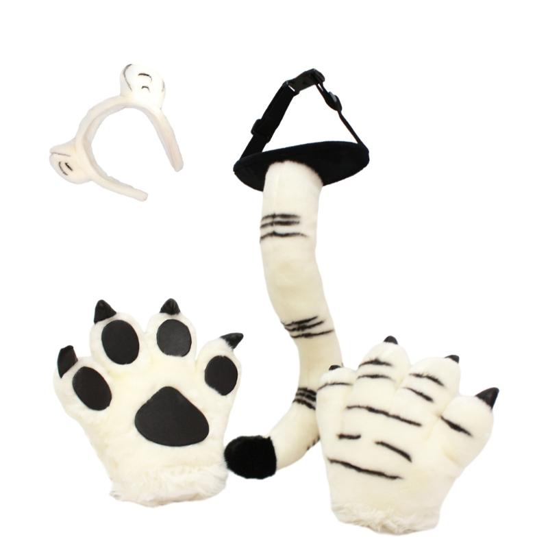 1/2/4Pcs Tigeres Costume Set Tigeres Ears Headband Tail Paw Gloves Kids Halloween Christmas Party Animal Cosplay Costume