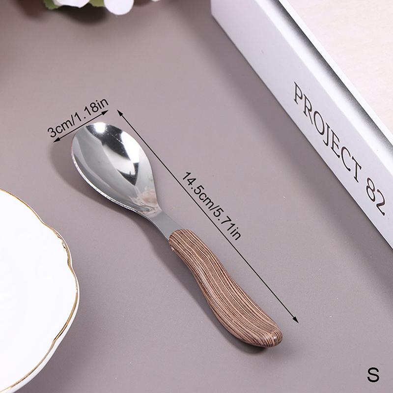1 шт. Столовые приборы из нержавеющей стали с имитацией деревянной ручки, западная посуда, десертная ложка для супа, посуда для бара и ресторана западной кухни