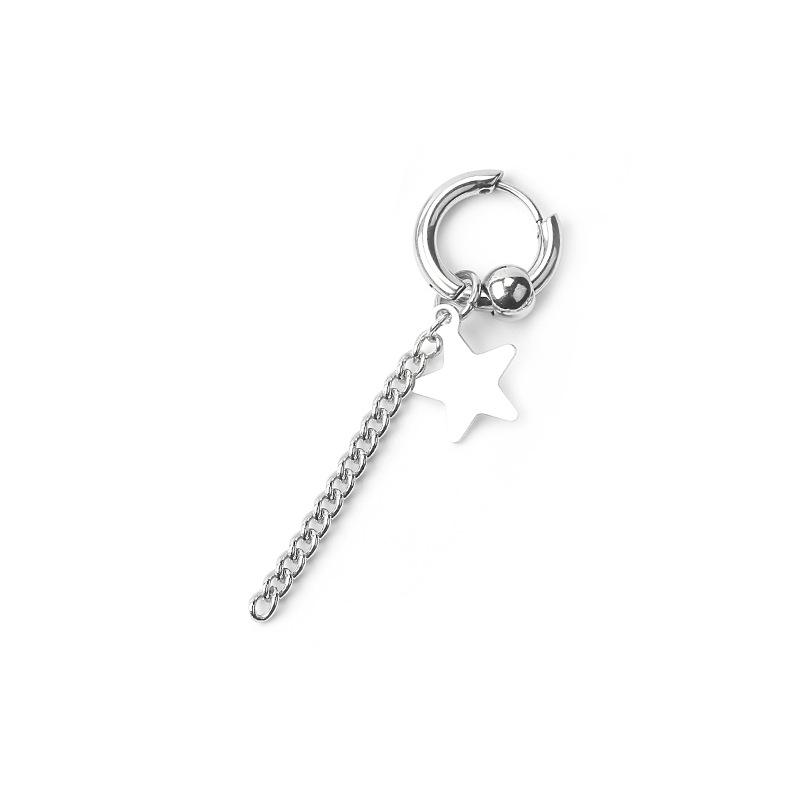 1Pcs Men Punk Cross Stars Dangle Earrings Women Gothic Stainless Steel Cross Ear Stud Earrings Piercing Huggies Pendant Jewelry