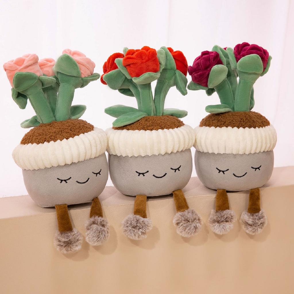 Cute Cartoon Potted Plant Ornament Plush Toy Doll Desktop Decoration Flower Doll Girl Gift, Cute Ornament, Children, Couple Doll Gifts, 1pc
