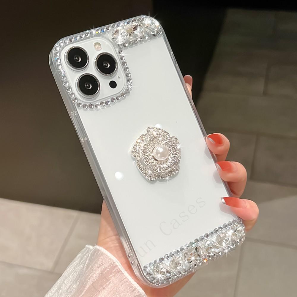 Diamond Perfume Pearl Crystal Swan Case For Samsung Galaxy S23 S22 Ultra S21 Plus S20 FE A14 A34 A54 A13 A33 A23 A53 A32 A52 A22 A51 A12 Diamond Cover